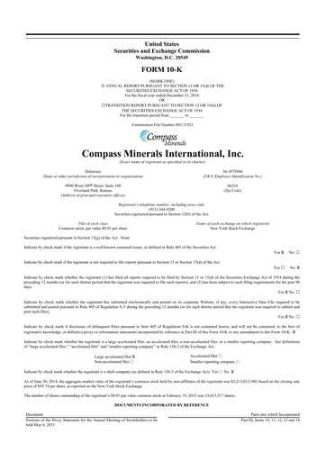 Thumbnail Compass Minerals 10-K Annual Report 2014