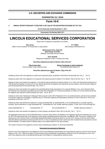 Miniature Lincoln Educational Services 10-K Rapport annuel 2014