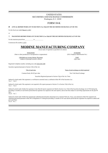 Thumbnail Modine Manufacturing
 10-K Annual Report 2015