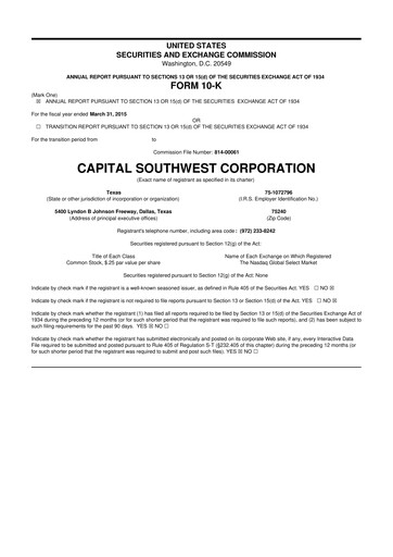 Vorschaubild Capital Southwest Corporation 10-K Jahresbericht 