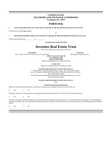 Thumbnail Centerspace 10-K Annual Report 2015