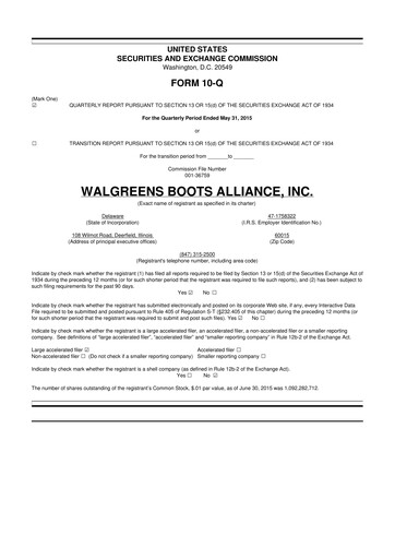 Thumbnail Walgreens Boots Alliance 10-Q Quarterly Report FY2015 