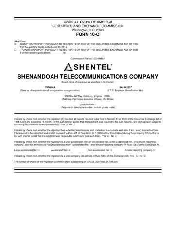 Thumbnail Shentel 10-Q Quarterly Report FY2015 