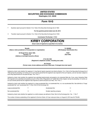 Thumbnail Kirby Corporation
 10-Q Quarterly Report FY2015 