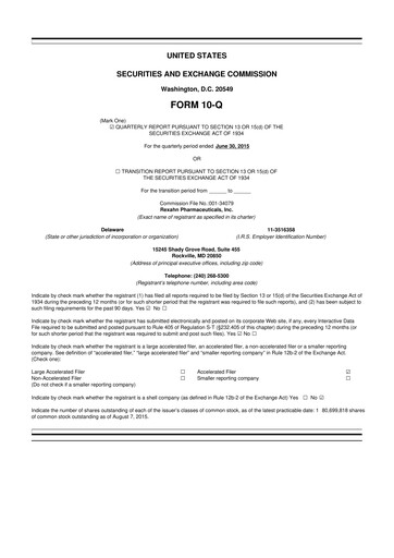 Thumbnail Opus Genetics 10-Q Quarterly Report FY2015 