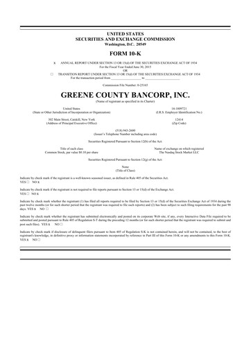 Thumbnail Greene County Bancorp 10-K Annual Report 