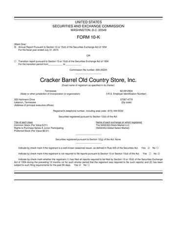Vorschaubild Cracker Barrel 10-K Jahresbericht 