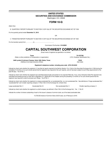 Vorschaubild Capital Southwest Corporation 10-Q Quartalsbericht  