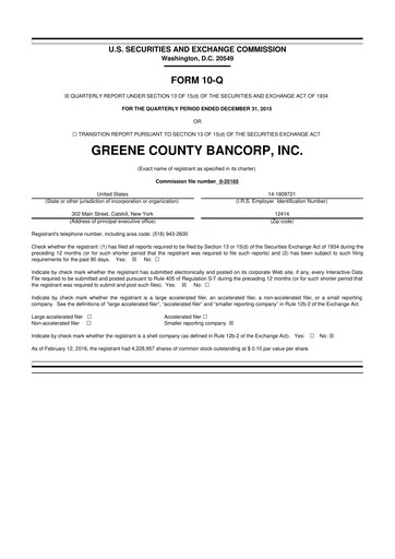 Thumbnail Greene County Bancorp 10-Q Quarterly Report FY2016 