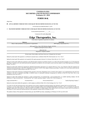Thumbnail PDS Biotechnology
 10-K Annual Report 2015