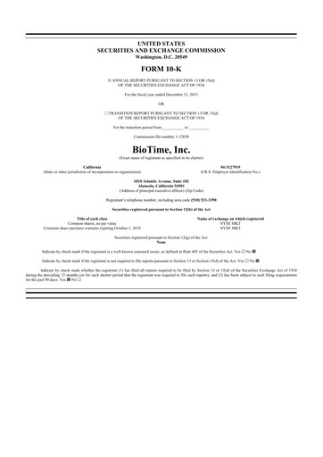 Vorschaubild Lineage Cell Therapeutics
 10-K Jahresbericht 2015