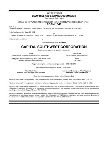 Vorschaubild Capital Southwest Corporation 10-K Jahresbericht 