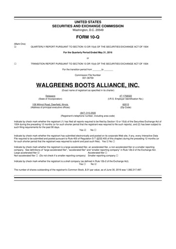 Thumbnail Walgreens Boots Alliance 10-Q Quarterly Report FY2016 