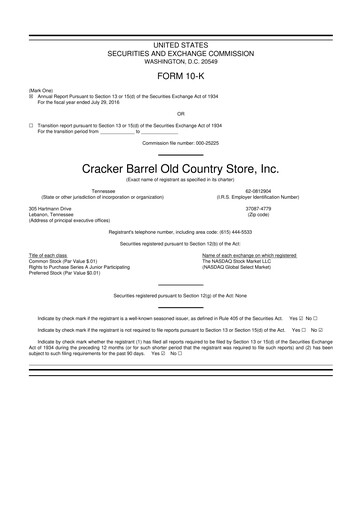 Vorschaubild Cracker Barrel 10-K Jahresbericht 