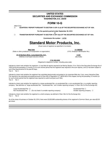 Thumbnail Standard Motor Products 10-Q Quarterly Report FY2016 