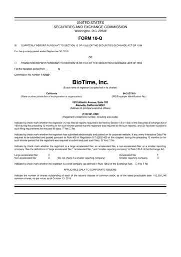 Miniature Lineage Cell Therapeutics
 10-Q Rapport trimestriel  