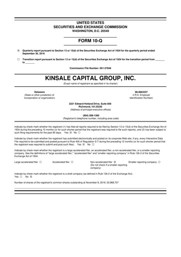 Thumbnail Kinsale Capital Group
 10-Q Quarterly Report FY2016 