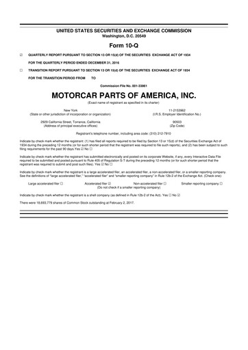 Thumbnail Motorcar Parts of America 10-Q Quarterly Report FY2017 
