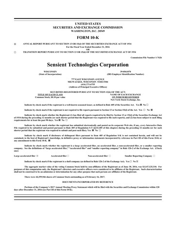Vorschaubild Sensient Technologies
 10-K Jahresbericht 2016