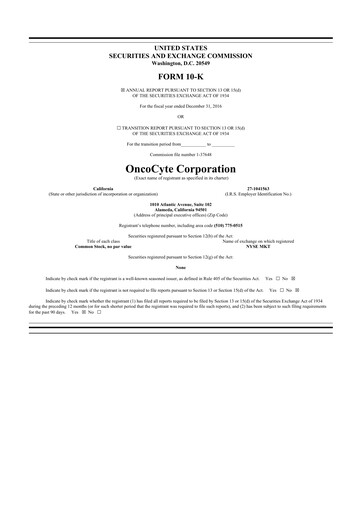 Thumbnail OncoCyte
 10-K Annual Report 2016