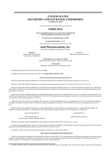 Thumbnail Ionis Pharmaceuticals
 10-K Annual Report 2016