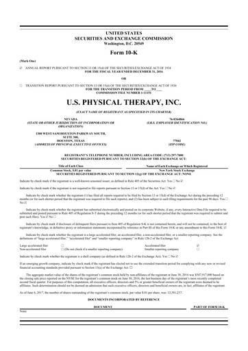 Thumbnail U.S. Physical Therapy, Inc. 10-K Annual Report 2016