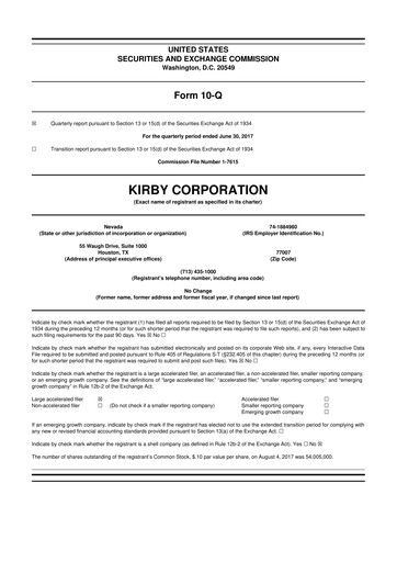 Thumbnail Kirby Corporation
 10-Q Quarterly Report FY2017 