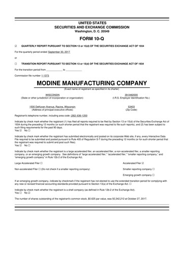 Thumbnail Modine Manufacturing
 10-Q Quarterly Report FY2018 