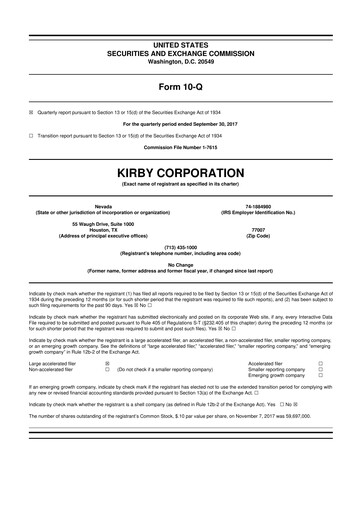 Thumbnail Kirby Corporation
 10-Q Quarterly Report FY2017 