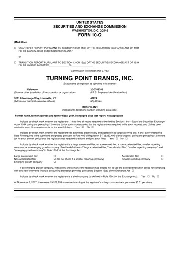Thumbnail Turning Point Brands 10-Q Quarterly Report FY2017 