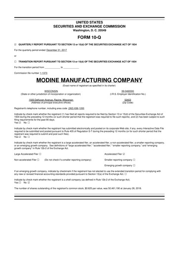 Thumbnail Modine Manufacturing
 10-Q Quarterly Report FY2018 