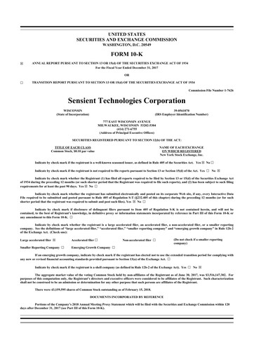 Vorschaubild Sensient Technologies
 10-K Jahresbericht 2017