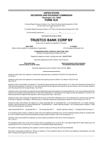 Miniature Trustco Bank 10-K Rapport annuel 2017