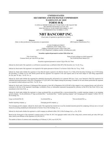 Thumbnail NBT Bancorp 10-K Annual Report 2017