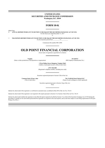 Thumbnail Old Point Financial 10-K Annual Report 2017