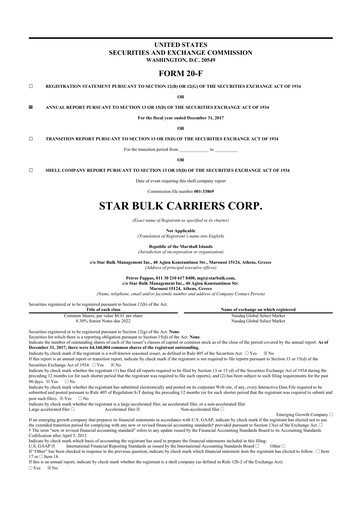 Thumbnail Star Bulk Carriers 20-F Annual Report 2017