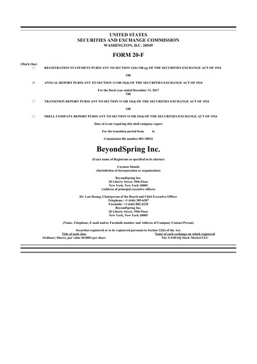 Vorschaubild BeyondSpring 20-F Jahresbericht 2017