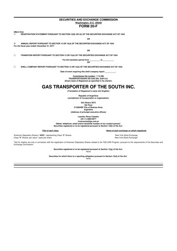 Thumbnail Transportadora de Gas del Sur 20-F Annual Report 2017