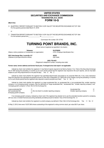 Thumbnail Turning Point Brands 10-Q Quarterly Report FY2018 