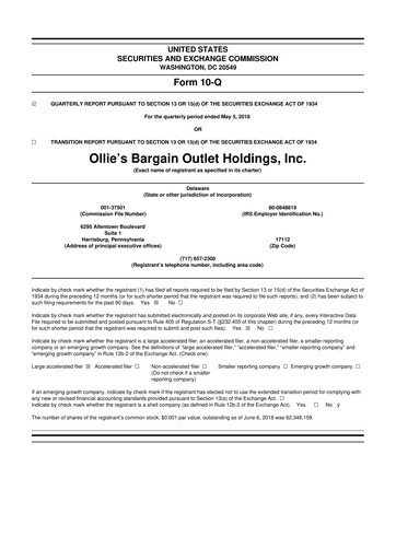 Thumbnail Ollie's Bargain Outlet
 10-Q Quarterly Report FY2018 