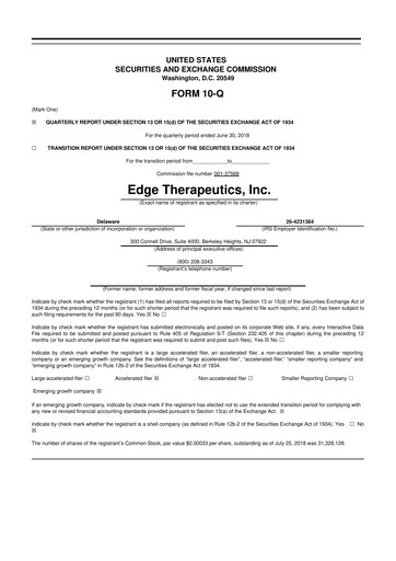 Miniature PDS Biotechnology
 10-Q Rapport trimestriel 2018 