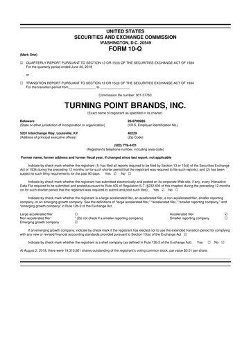 Thumbnail Turning Point Brands 10-Q Quarterly Report FY2018 