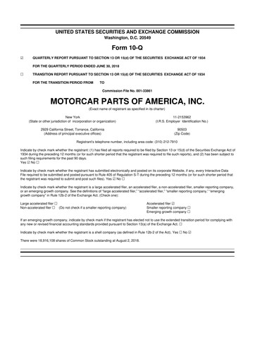 Thumbnail Motorcar Parts of America 10-Q Quarterly Report FY2019 