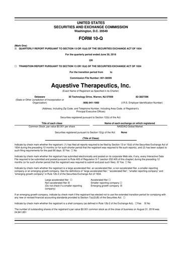 Thumbnail Aquestive Therapeutics
 10-Q Quarterly Report FY 