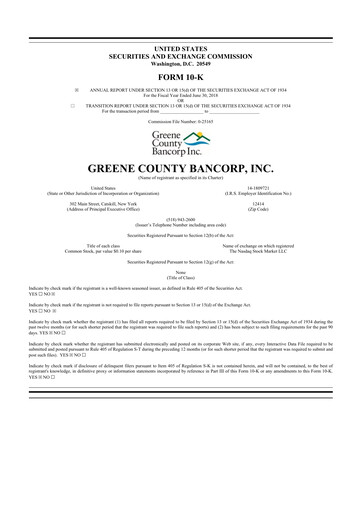 Thumbnail Greene County Bancorp 10-K Annual Report 2018