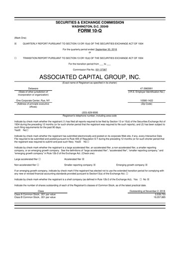 Thumbnail Associated Capital Group 10-Q Quarterly Report FY2018 