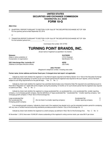Thumbnail Turning Point Brands 10-Q Quarterly Report FY2018 