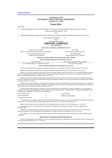 Thumbnail Tronox 10-K Annual Report 2018