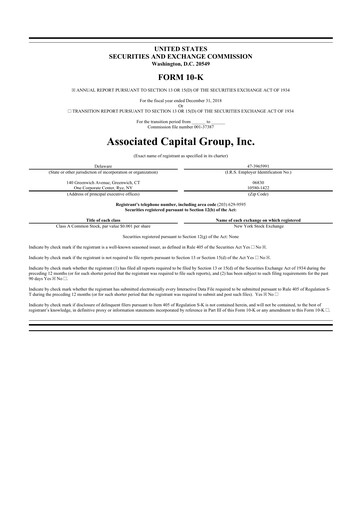 Thumbnail Associated Capital Group 10-K Annual Report 2018