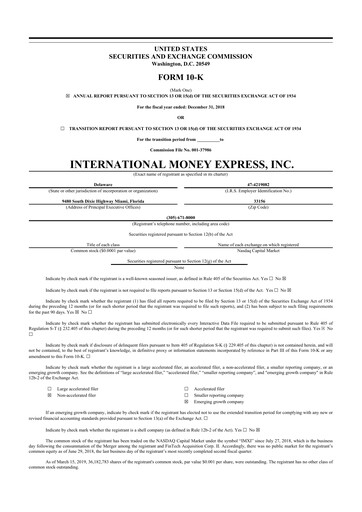 Vorschaubild International Money Express 10-K Jahresbericht 2018
